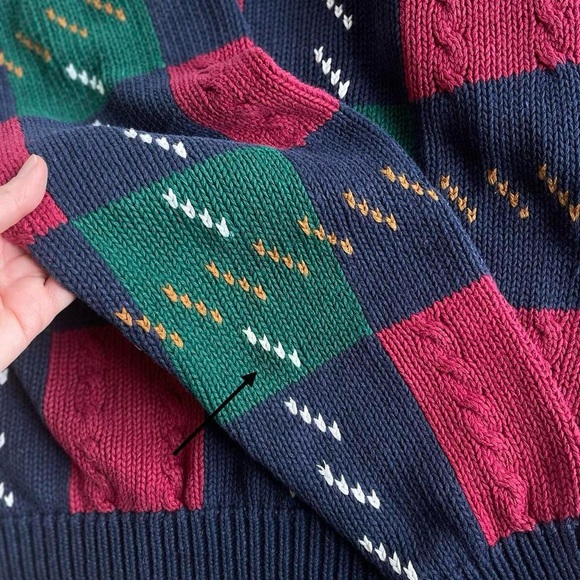 Vintage St. John’s Bay Chunky Color Block Knit Red Green Blue Crewneck Sweater - Picture 8 of 8